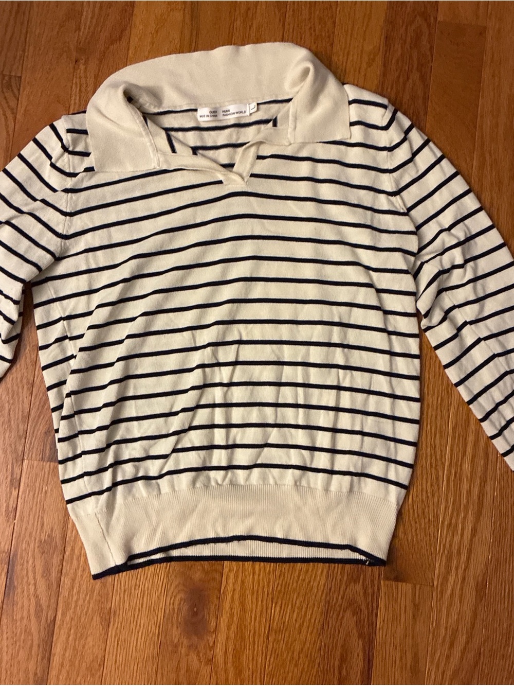 Classic Cream and Black Striped Collared Sweater